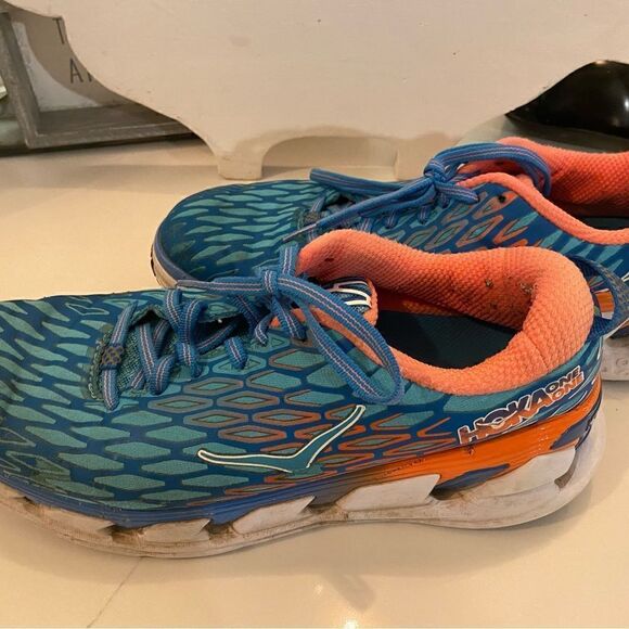 HOKA ONE ONE Vanquish 2 Blue Womens Size 9.5 Running Athletic Blue Melon - Picture 1 of 11